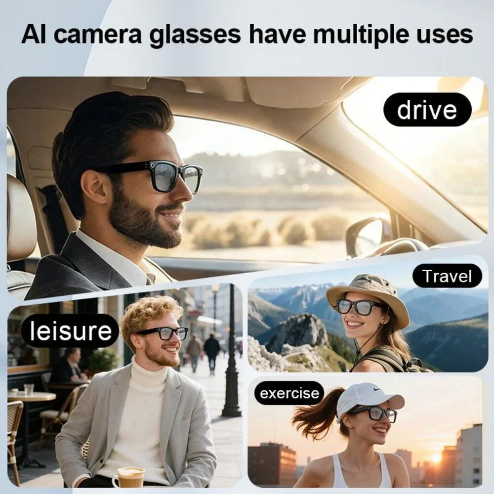 Smart HD Camera Glasses 8MP Photo Video Recording Headphone Mic AI Translation